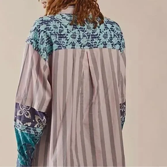 New Free  People Wild Dunes Stripe Shirt Size XS new - Picture 3 of 9